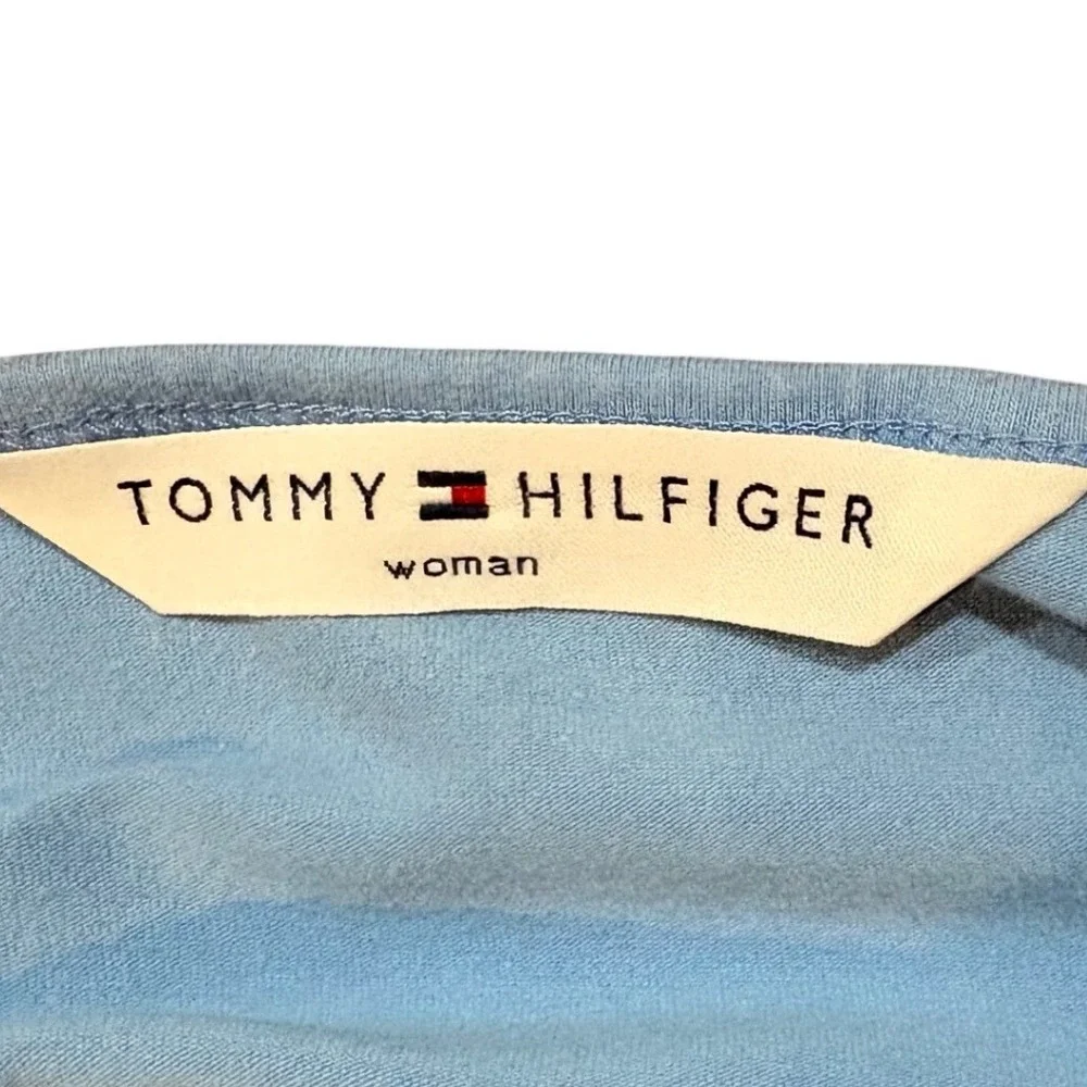 Vintage‎ Y2K Tommy Hilfiger Striped Cardigan Sweater Blue Cream Preppy Women's L